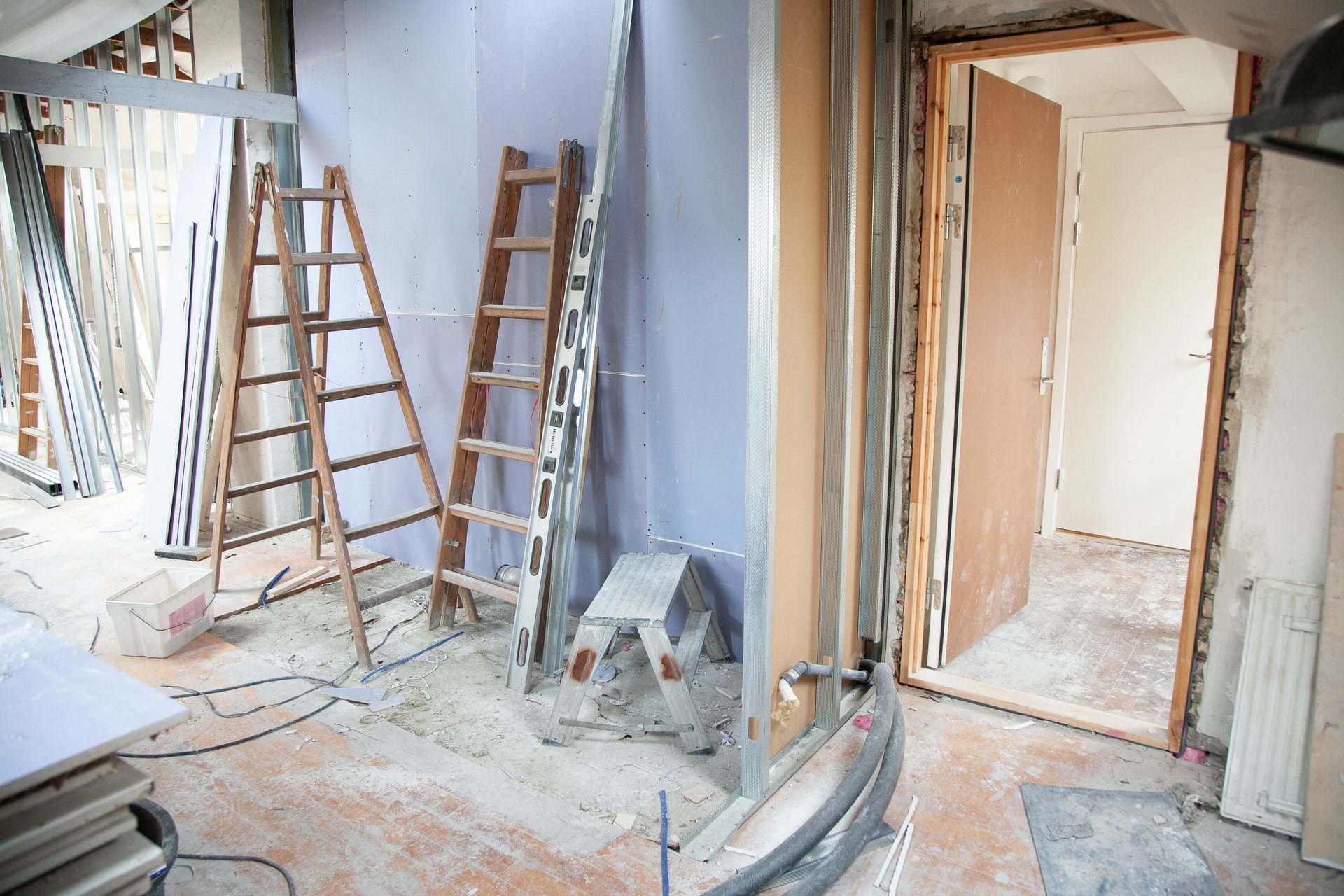 Interior commercial painting work in progress